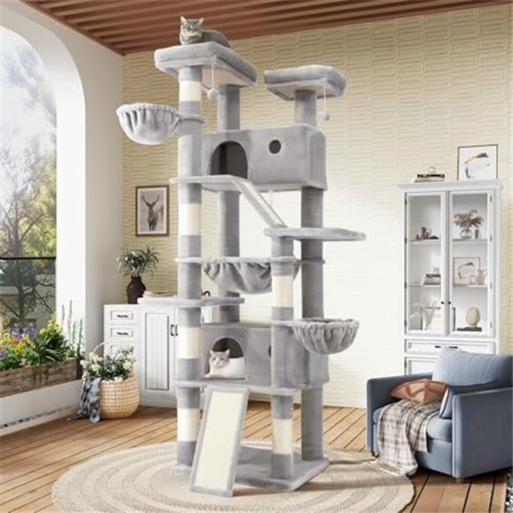 81in Multi-Level Tall Cat Tree Tower Larger Cat Condo Furniture with Hammock